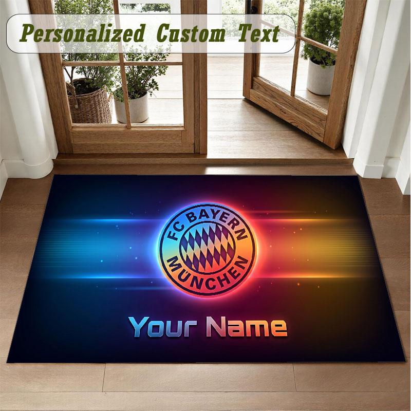 Crystal Velvet Square Rug Custom NameBayern Munich Pattern Non Slip Home Floor Decor Rug