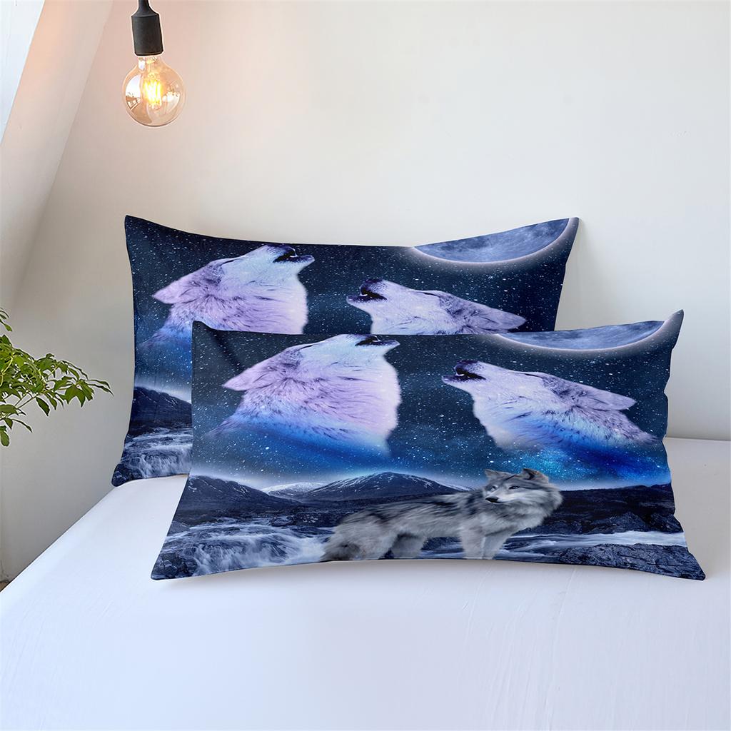 3D Animal Wolf Three-Piece Set, Kit Bedding, Indian Style