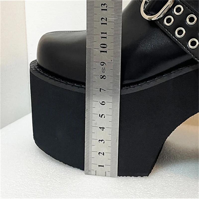 Designer Roman Platform Belt Buckle Women Slippers Fashion Thick Bottom Square High Heels Party Dress Female Shoes