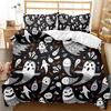 Cartoon Pumpkin Duvet Cover Gothic Halloween Skull Bedding Set Polyester Lantern Ghost Comforter Cover King For Boys Girls Decor