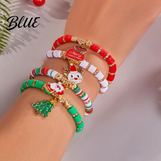 Seasonal Bracelet Christmas Bracelets for Women Handmade Clay Beads Stretch