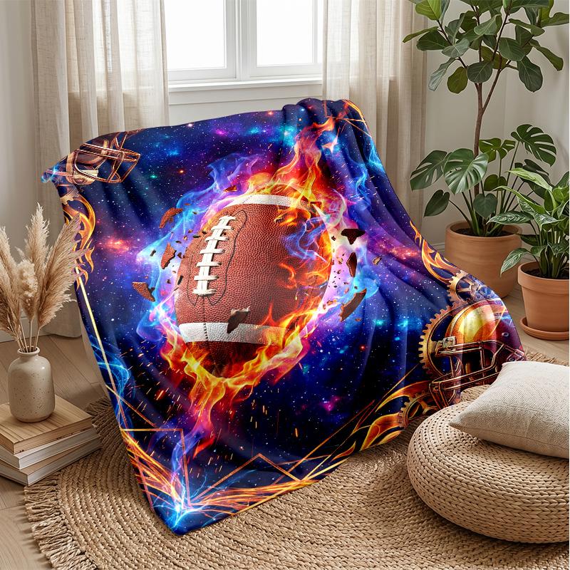 Space Football Adventure Theme blanket Lightweight Warm Flannel Blanket Decorative Throw Blanket for Home Decoration