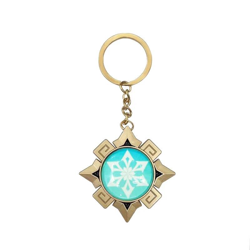 New Teyvat Vision Fontaine Water God Focalors Lyney and Lynette Keychain Luminous 7 Element Eye Of God Toy KeyRing