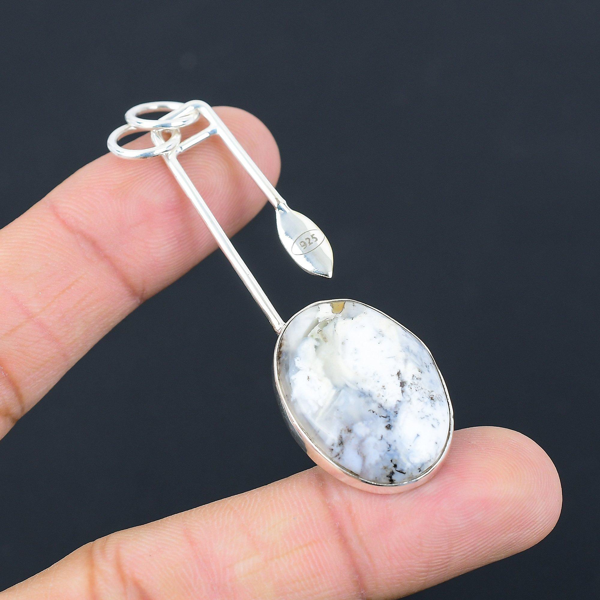 Daughters Day Sale Natural Dendrite Opal Wedding Artisan Pendant Sterling Silver