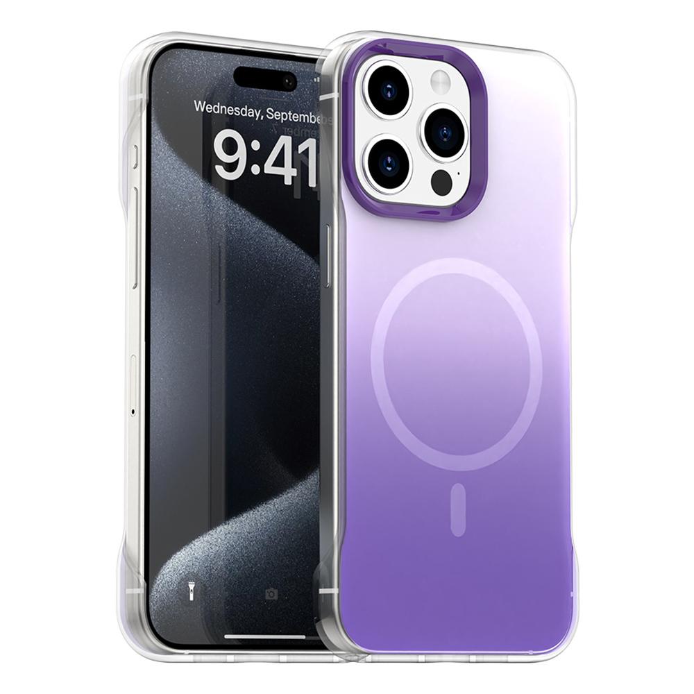 For iPhone 15 Pro Magnetic Case Gradient Design Borderless IMD TPU+PC+PET Phone Cover