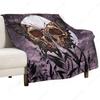 Death Moth Blanket, Boho Gothic Skull Moth Purple Starry Plant Full Moon Mysterious Witchy Throw Blanket for Couch Sofa Office