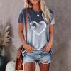 Summer Round Neck Gradient Short Sleeved Top 3D Dandelion Love Pattern Printed Women's T-shirts