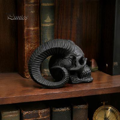 Gepersonaliseerde Goth Kamer Decoratie 3D Geprint Geitenhoorn Schedel Ornament, Gotische Ram Hoornige Duivel Handgemaakte Stijl Bureau Schedel, Halloween Donker Beeldje voor Thuis