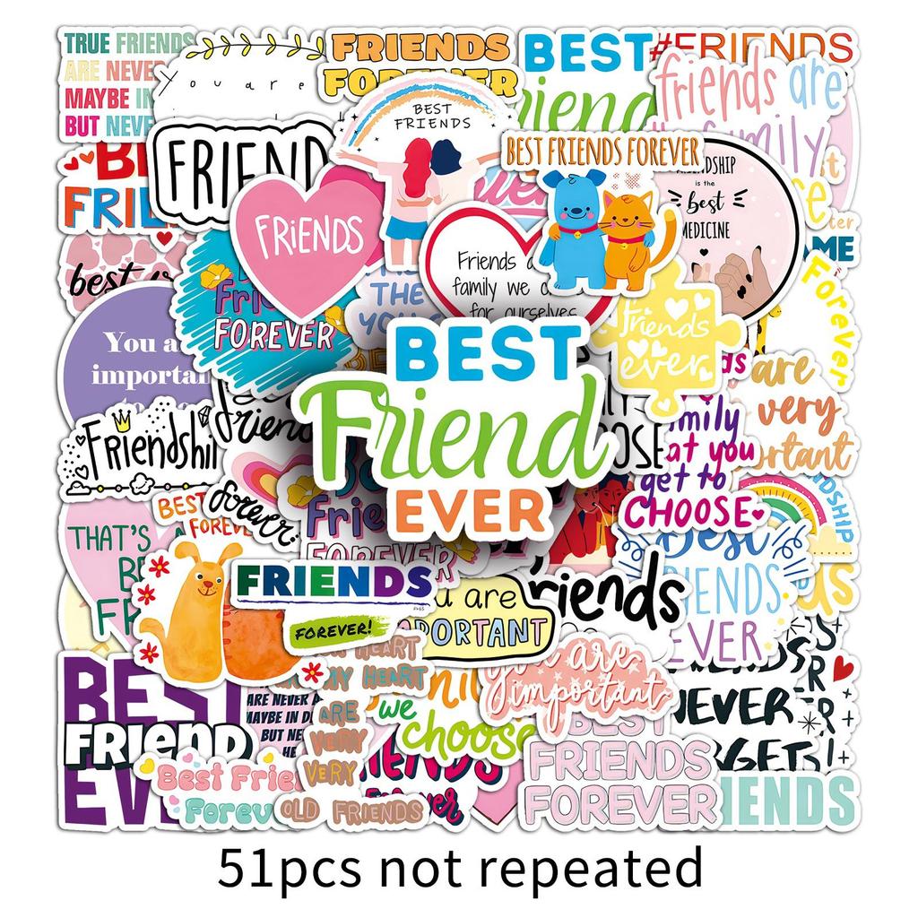 51 Friendship Graffiti Stickers Personality Friends Are Very Important English Sentences Decorate Mobile Phone Case Water Cup Stickers