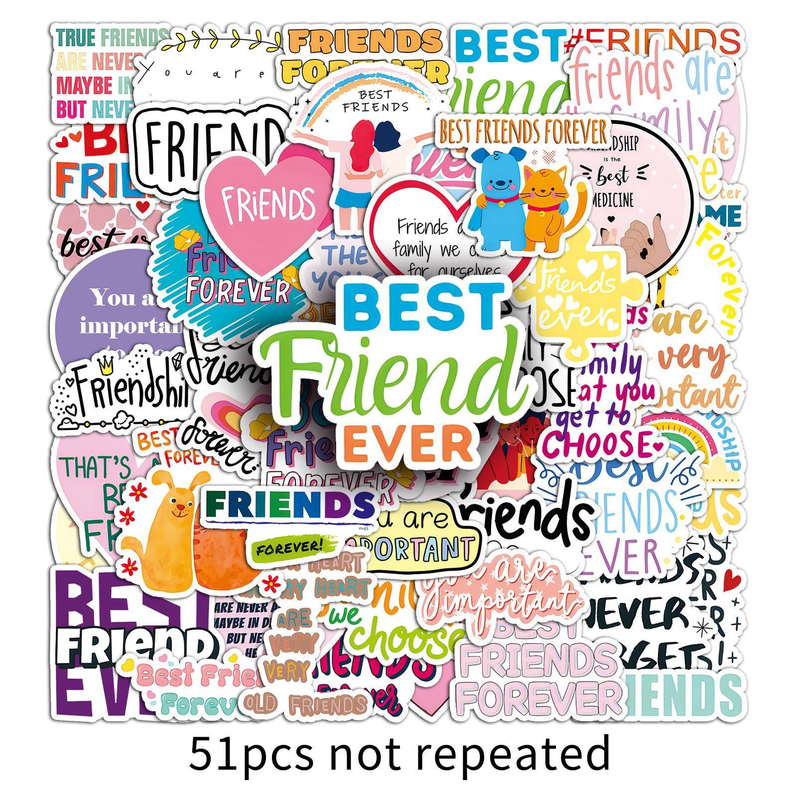 

51 Friendship Graffiti Stickers Personality Friends Are Very Important English Sentences Decorate Mobile Phone Case Water Cup Stickers
