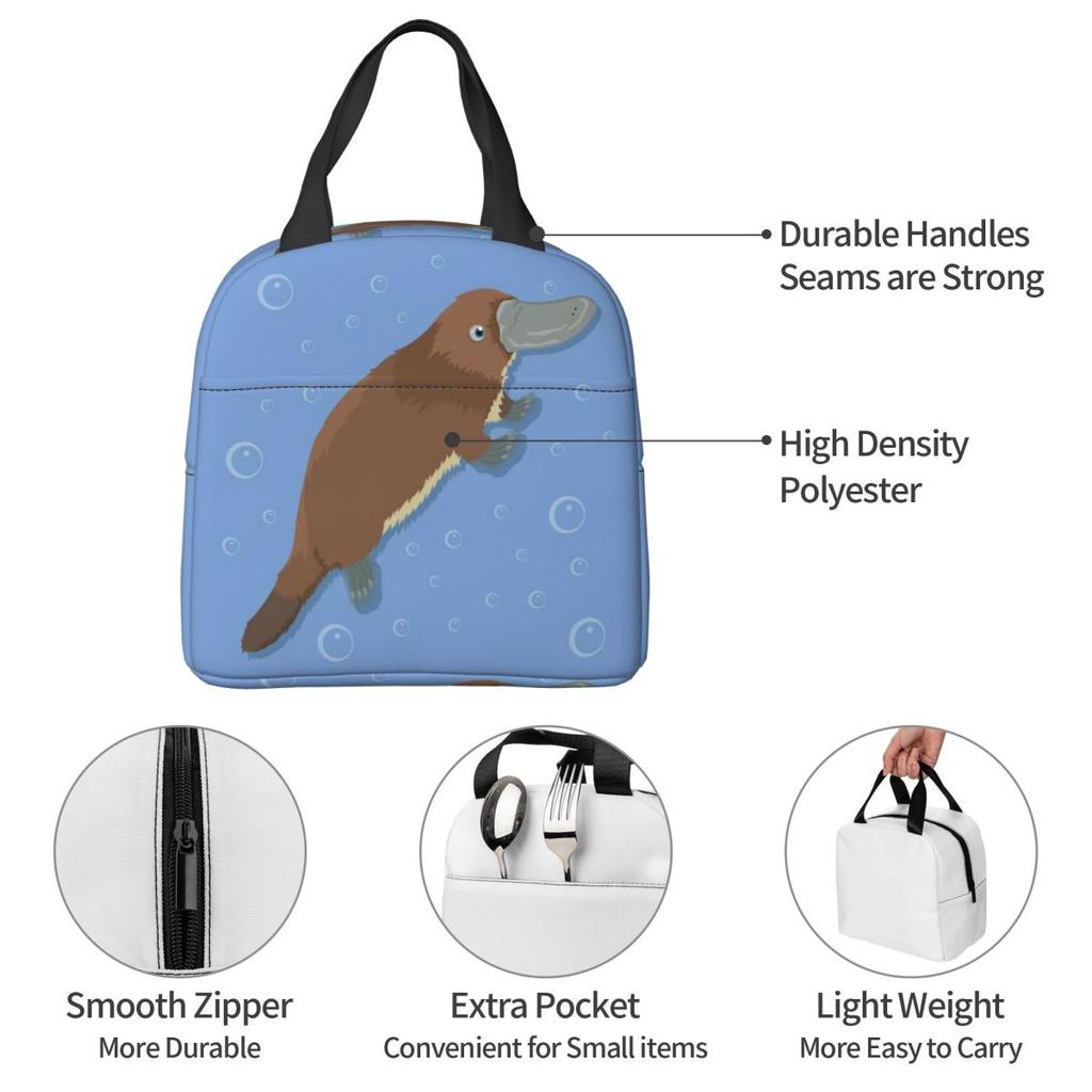 Cartoon Niedlicher Schnabeltier-Druck Isolierte Lunchtasche für Damen Kinder Auslaufsichere Lebensmittelboxen Thermische Lunchbox Tragetasche
