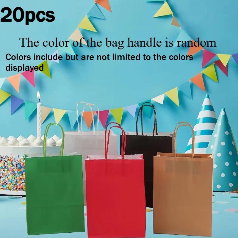 20pcs Paper Gift Bags Versatile Shopping Bags Reusable Colored Kraft Bags Gifts Storage Craft Projects Decorative Paper Bags