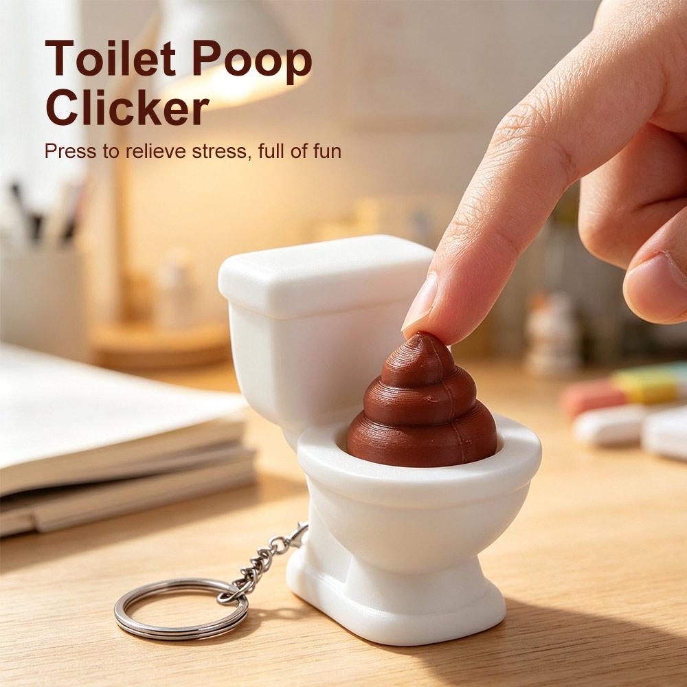 3D Printed Toilet Poop Clicker Creative Press Keyboard Keychain Sensory Clicker Toys Office Home