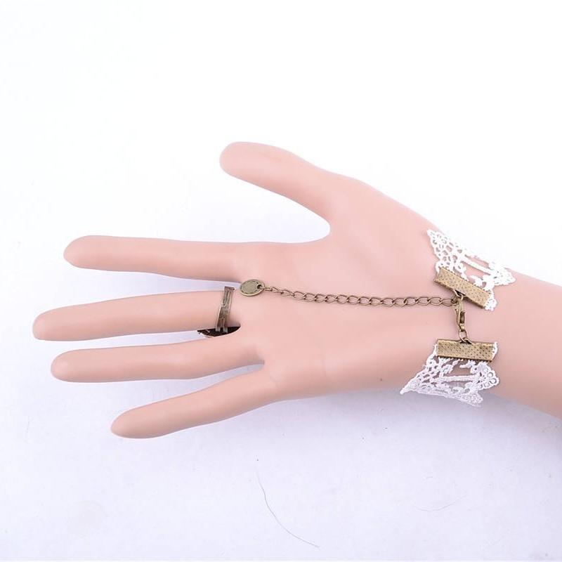 Chic Gothic White Flower  Lace Choker Bib Necklace Beads Chain Pendant Rose Decorate