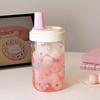 Kawaii Glass Water Bottle For Girls With Straw New Bubble Juice Milk Tea Cup Student Heat-resistant Glass Drinking Bottle 500ML