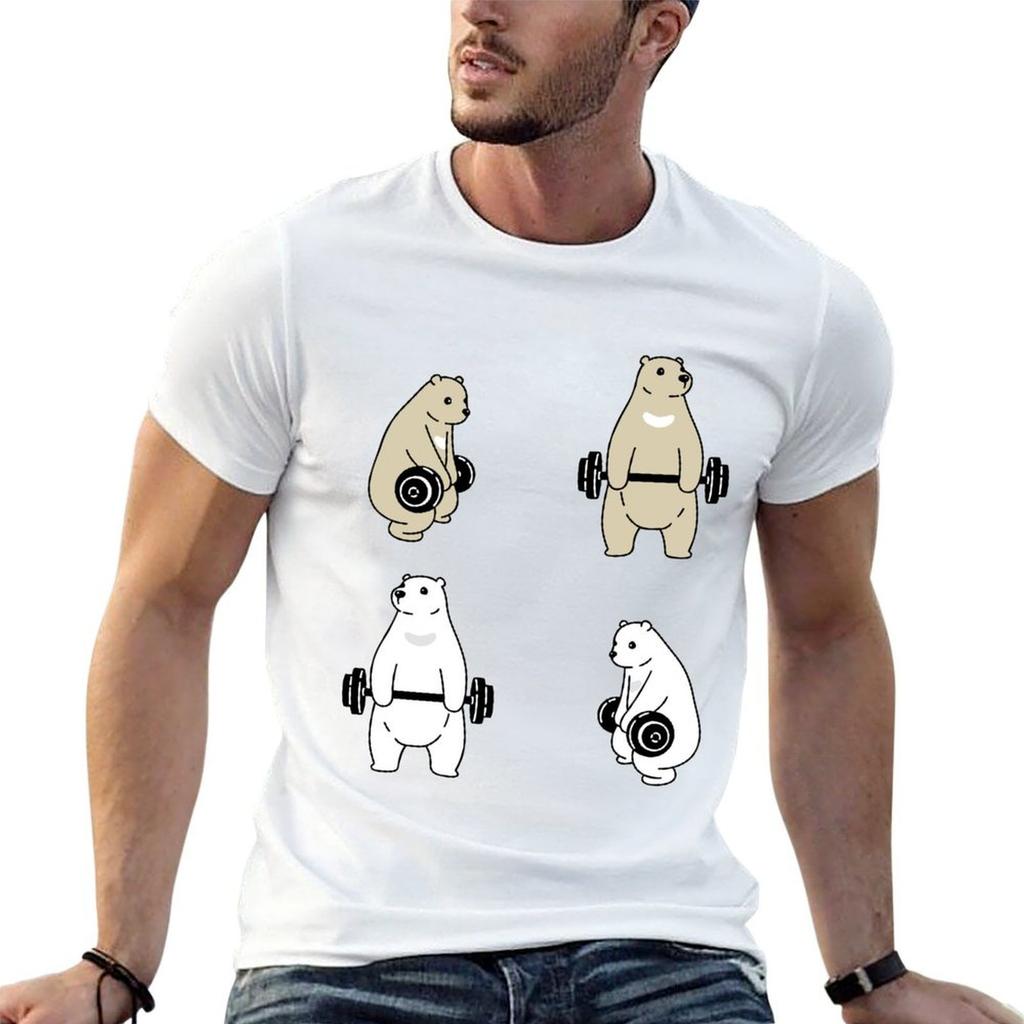 Bear polar cartoon character dumbbell sport gym training TShirt essential t shirt t shirt man casual TShirt