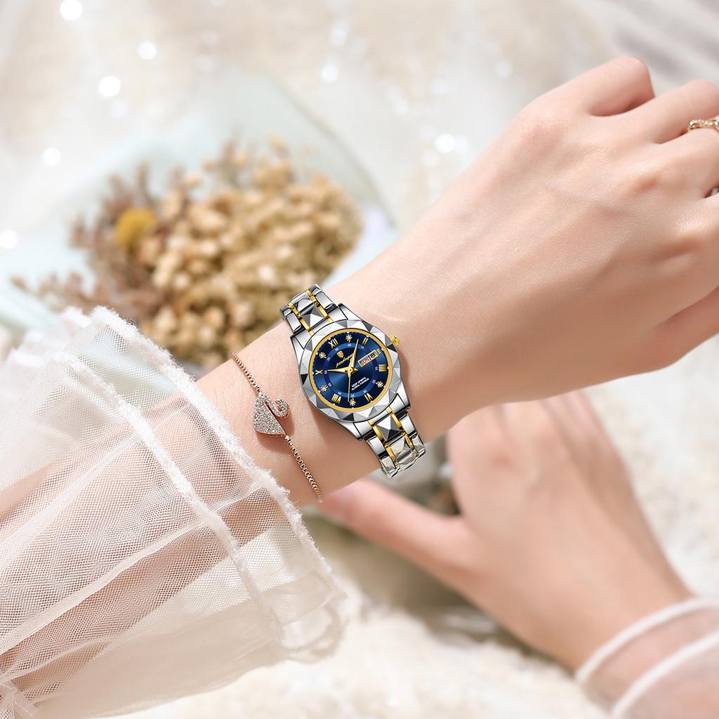 Luxury Brand New Women's Watch Waterproof Double Calendar Luminous Quartz Watch Diamond Ladies Business Clock