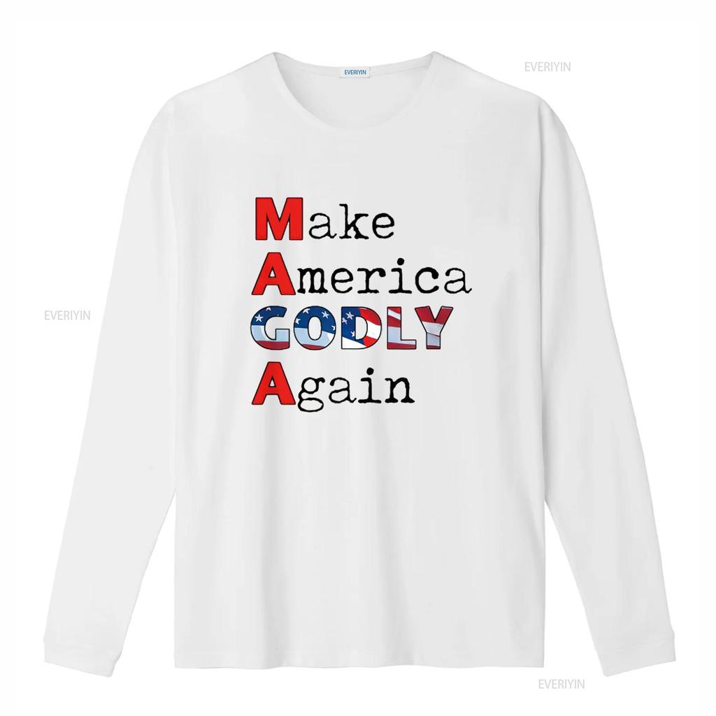 MAGA Make America GODLY Again Womens T Shirt White X Large Vintage Washed Top For Everyday Wear Streetwear Graphic Homme