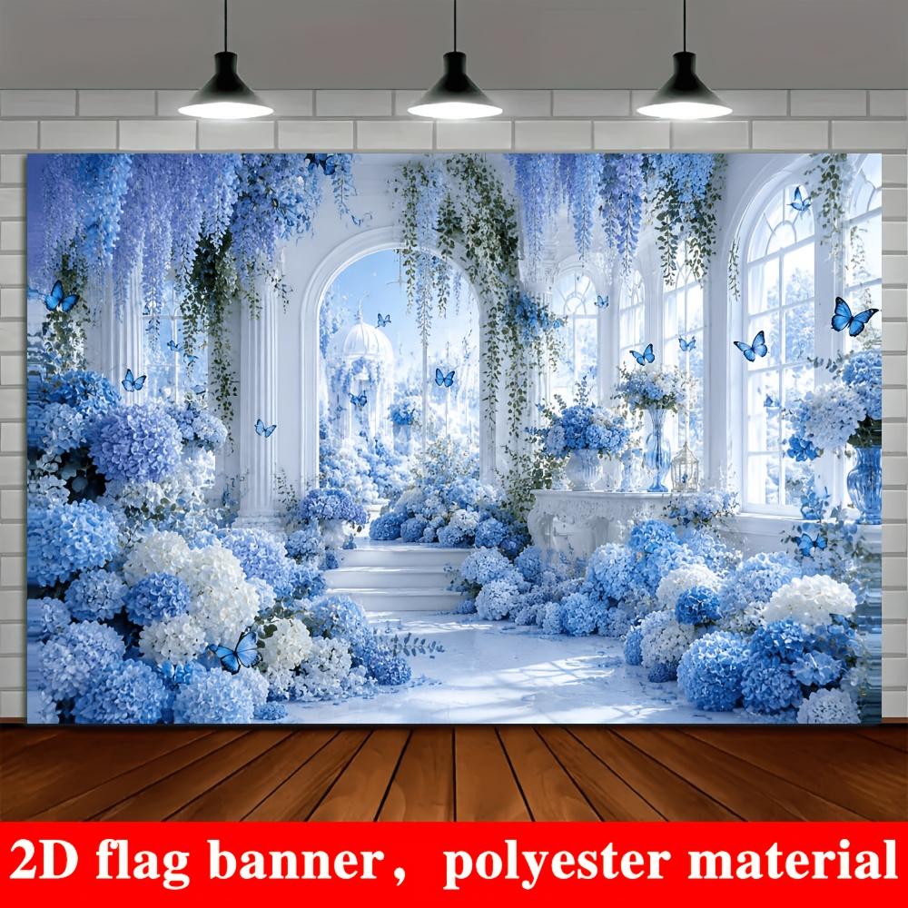 1Pcs Blue White Hydrangea Flower Corridor Arch Decoration Background Garden Backdrop Decorations For Photo Studio Booth Party