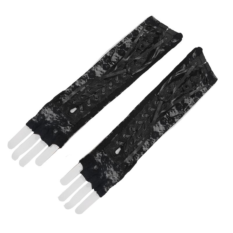 1 Par Kvinnor Elegant Bal Nattklubb Snörhandskar Tea Party Fingerlösa armbågslängda handskar