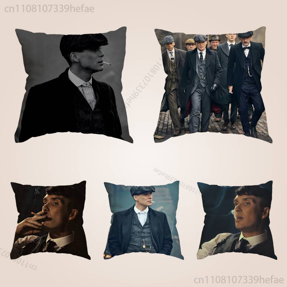 PPeaky BBlinders Movie Print Polyester Pillow Case for Valentine Gift Home Sofa Cushion Cover Decoration Custom