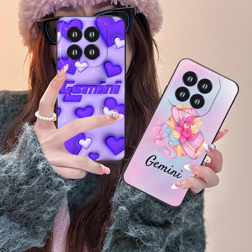 Zodiac Sign Gemini Mobile Phone Case for Xiaomi 15 14 13 12 Mi 11 T Ultra Lite Pro S X 5G Colorful Printing Cover Luxury Pretty