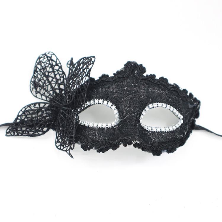 Elegant Black Painted Half-Face Mask for Halloween Masquerade – Men's Couples Edition