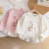 Girls Long Sleeve Cotton T Shirt Lace Print Spring Autumn Baby Girl Top