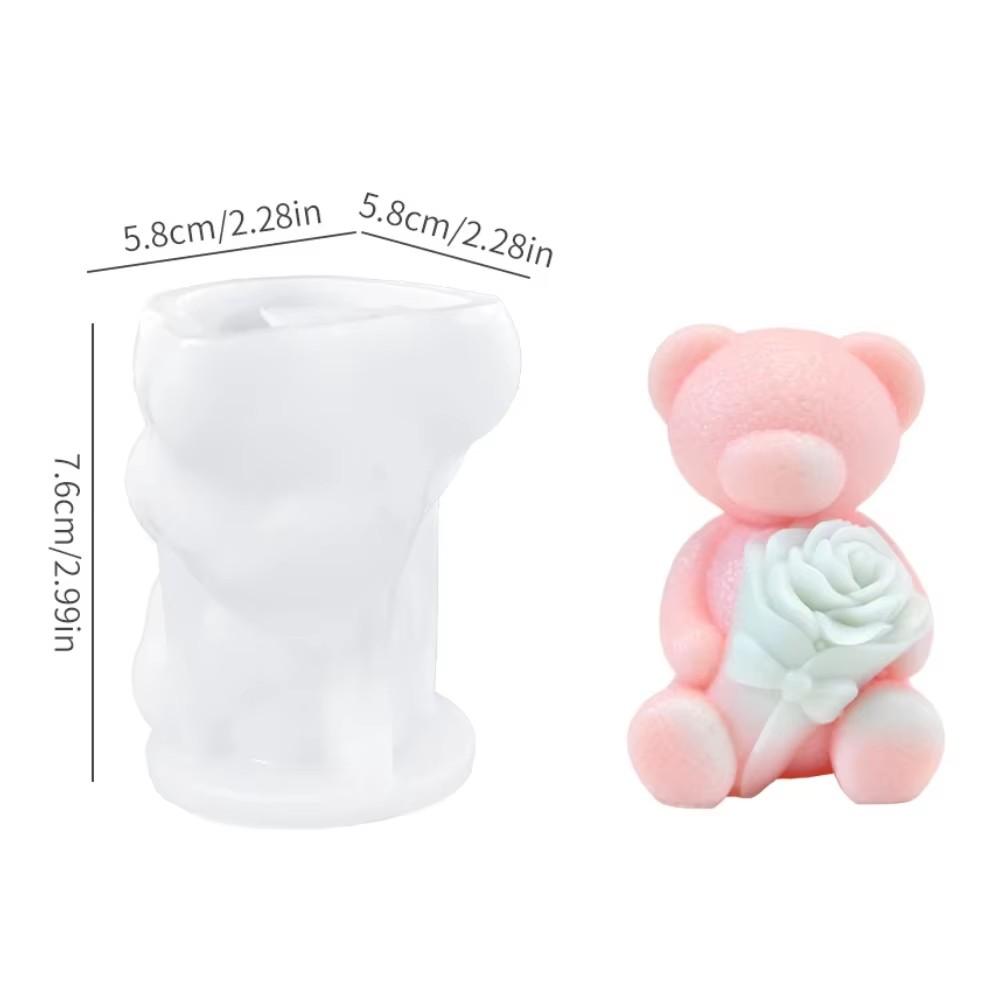 Hold Rose Rabbit Silicone Candle Molds Heart Teddy Bear Resin Moulds Valentine’s Day Gifts Animal Bunny Gypsum Wedding Decor