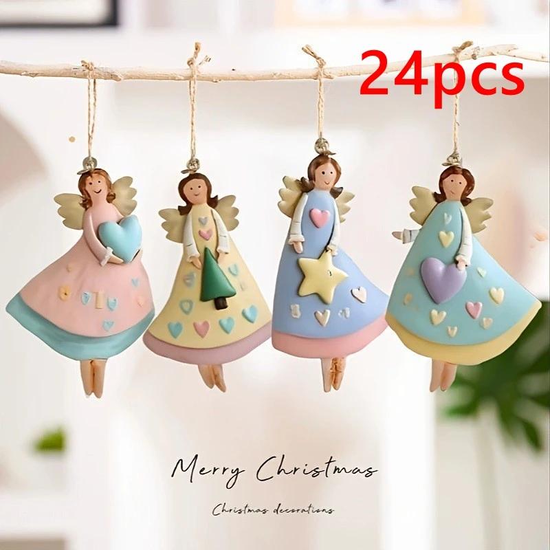 8/16/24PCS New Wooden Christmas Wooden Pendant Retro DIY Xmas Ornaments Xmas Tree Decoration Merry Christmas Party