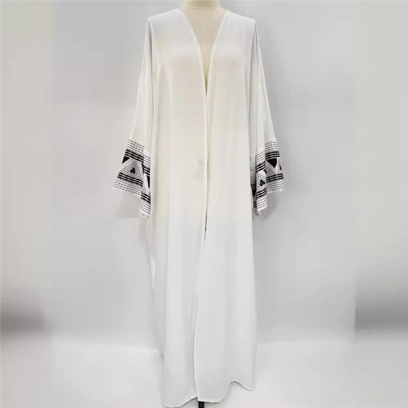 Women's Muslim Cardigan Embroidered Outer Drape Bat Sleeve Dress Embroidered Simple Long Skirt