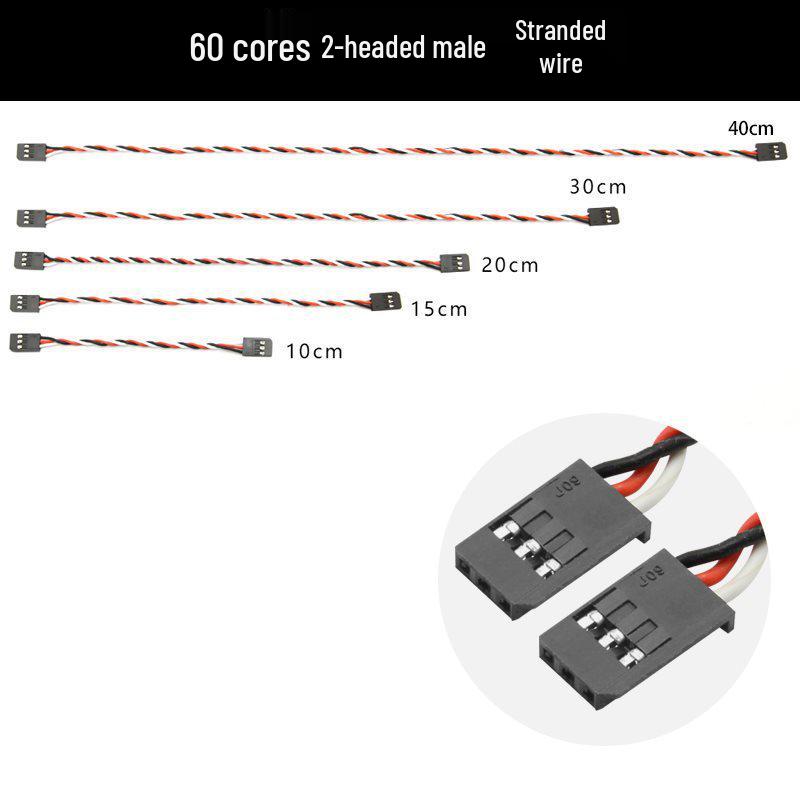 60 Core Anti-Flight Control Male Servo Extension Cable, Futaba Standard JR Twisted Pair