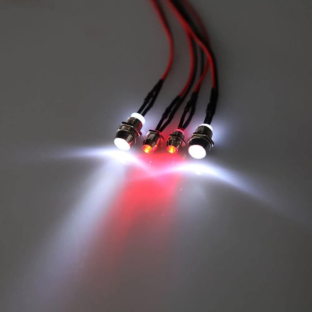 GTIWUNG 4-LED RC Car Lights, RC LED Lights, Headlight and Taillight Set for 110 RC Model Cars and Trucks, 5mm3mm Diameter, Comfortable and Easy to
