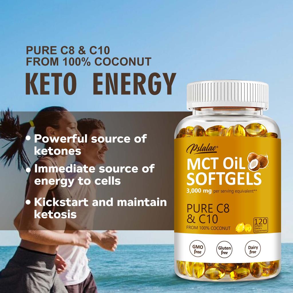 Capsule Molli Olio MCT 3000mg - C8 C10 Perdita di Peso, Energia, Salute del Cervello, Infiammazione