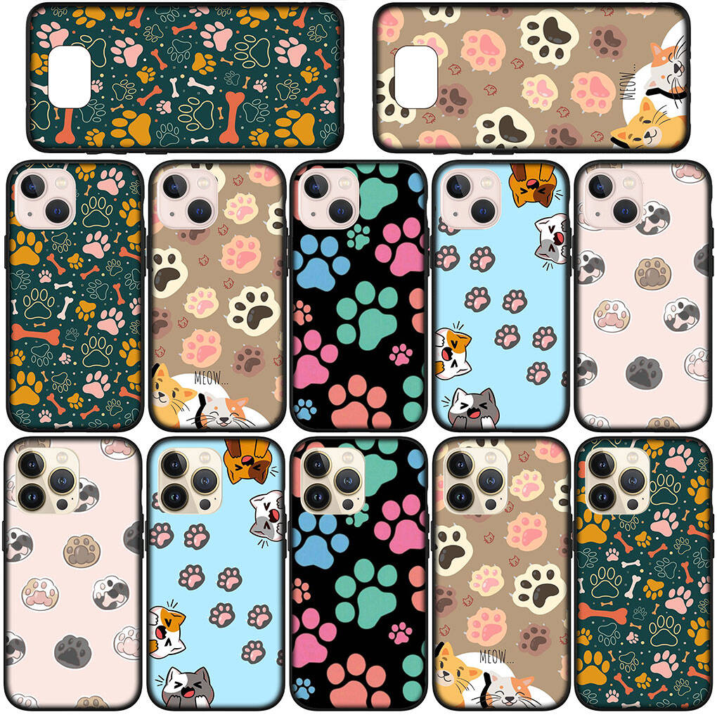 Phone Case for iPhone 17 16 15 Plus X XR 16E Huawei P30 P20 Lite Redmi Note 14 12 11 13 Pro Max OPPO A60 A80 A40 A18 A38 A54 Cartoon Dog Paw Cat Cover
