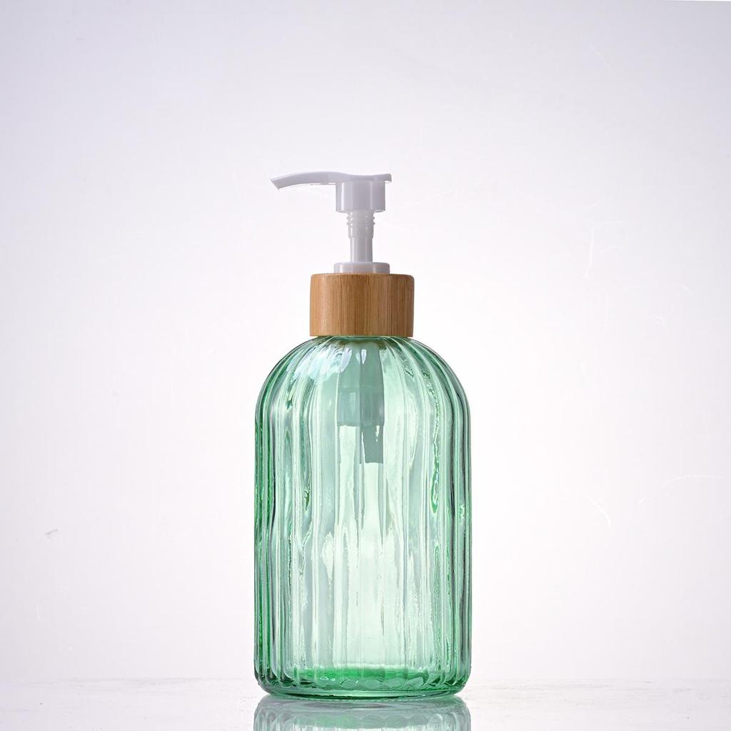 Nordic Large Capacity Vertical Stripe Glass Bottle for Hand Sanitizer, Shampoo, or Shower Gel