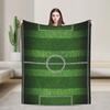 Soccer Field White Line Grass Background Soft Blankets Decorative Plush Throw Blanket Fun Couch Bed Flannel Bedspread Sofa Bed
