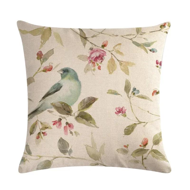 Modern Spring Paris Pillows Case Decor Home Bird Flower Pillowcase 40X40 Cm Garden Chair Pillow Pillowcases For Pillows 45X45