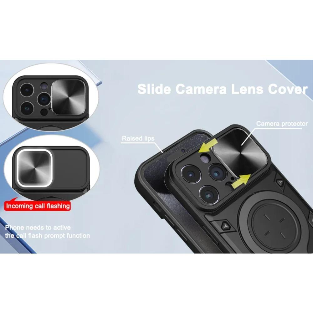 Protective Case with 360 Degree Rotating Kickstand Ring, for iPhone 15, 14, 13, 12, 11 Pro Max, 15 Plus, Poly XS, 8, 7