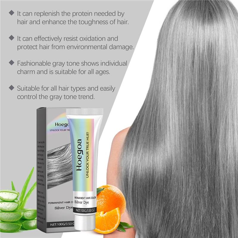Gray Color Hair Dye Cream Smoky Gray Punk Style Light Color Silver Hair Permanent Professional Hair Colors Dye Wax For Women Men