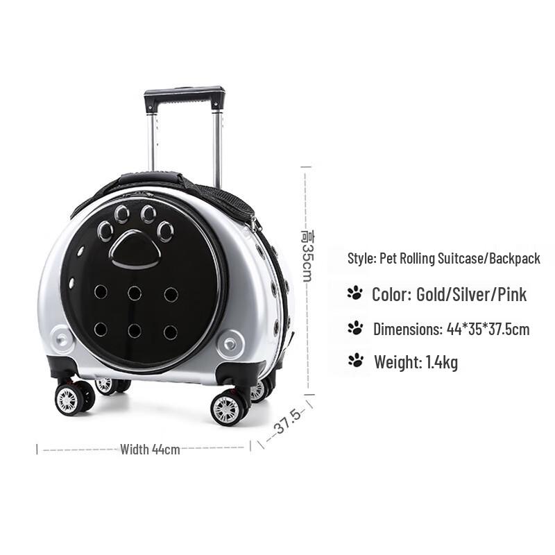 Transparent Space Capsule Pet Carrier Backpack with Wheels