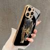 Cool Leopard Animal Print Gold Metallic Paint Glass Phone Case For iPhone 17 16 15 14 13 12 11 Pro Max 16 Plus 17 Air 16E Cover