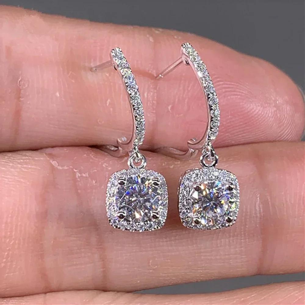 Engagement Mid Length Pendant Earrings Jewelry Elegant Shiny Mosan Diamond Beautiful Gift Milan Girl Fashion Accessories