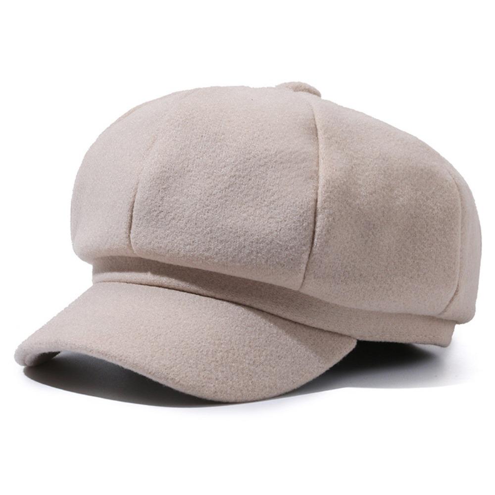 Woolen Fabric Baker Cap Solid Color Beret Hat Fashion Octagonal Cap  Autumn Winter