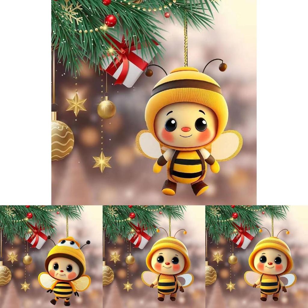Dekoracja Samochodowa Akrylowy Wisiorek Pszczoła z Ozdobą Choinkową do Dekoracji Sezonowej