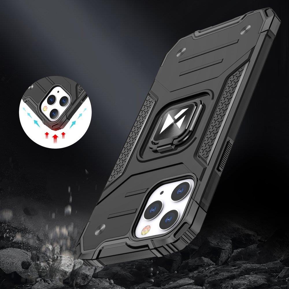 Armored case cover + magnetic holder iPhone 13 Pro Max Ring Armor silver