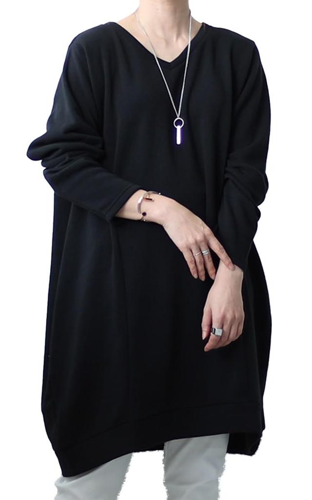 Gold Japan Plus Size Cocoon Long Perfect for and Size 4L Women's Tunic, Sleeve, Fleece-Lined, Fall, Spring, Autumn, Winter, Cros-140107, Black,