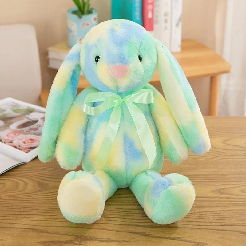 30/40CM Kawaii Langohriger Hase Plüschtier Regenbogenfarbenes Häschen Stofftier Schlafbegleiter Plüschpuppe Kinder Ostergeschenk