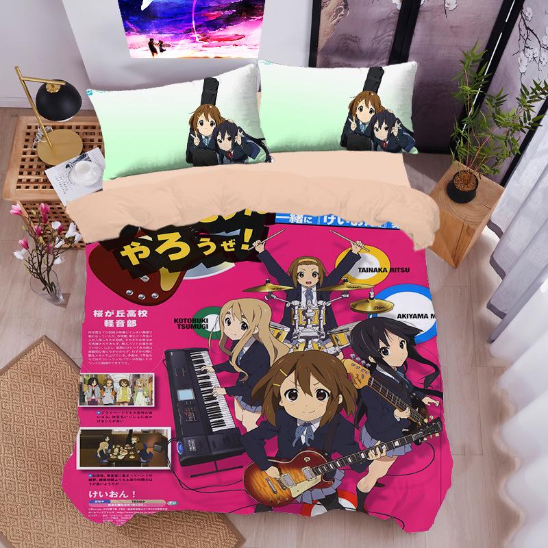 Ho-kago Tea Time Bedding Set Yui Hirasawa Duvet Cover Set,Soft And Breathable,All-Season Universal Gifts for Children girls boys