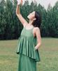 Kamdaun Linen Flora Dress - Green